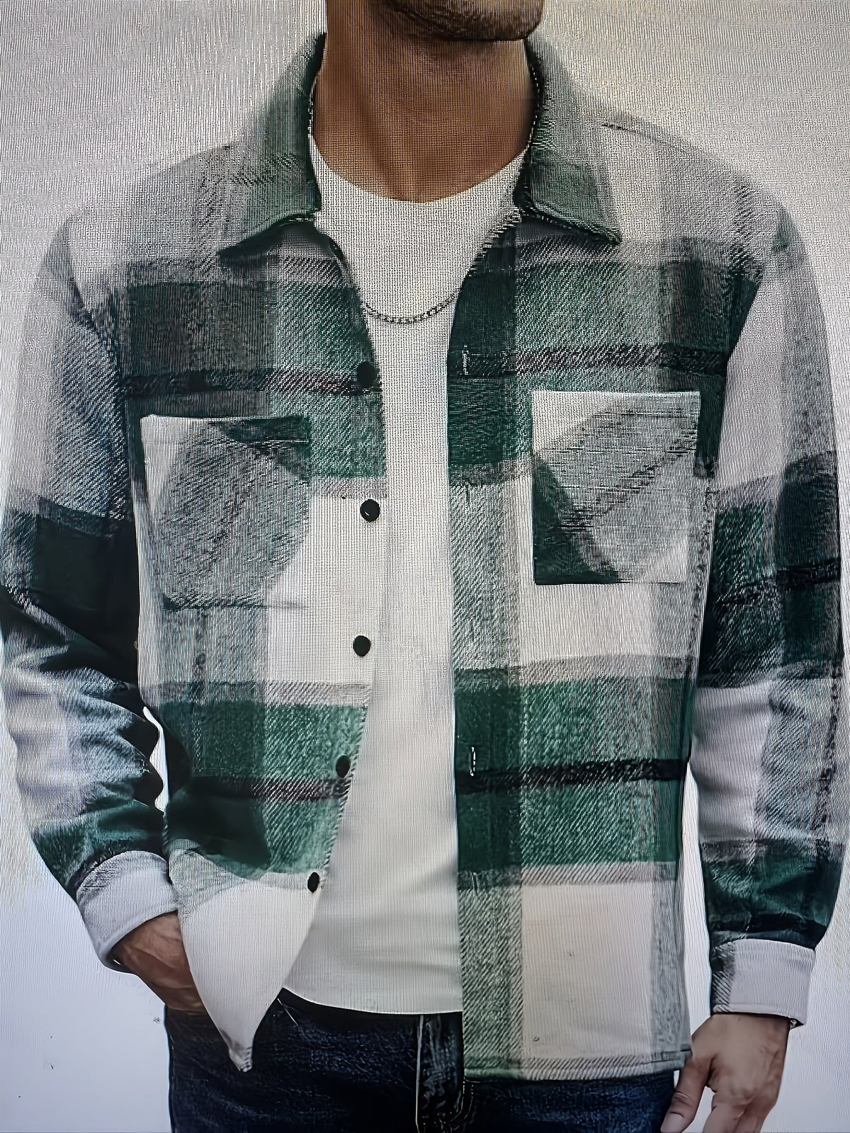 Corbin rugged check overshirt, worn open