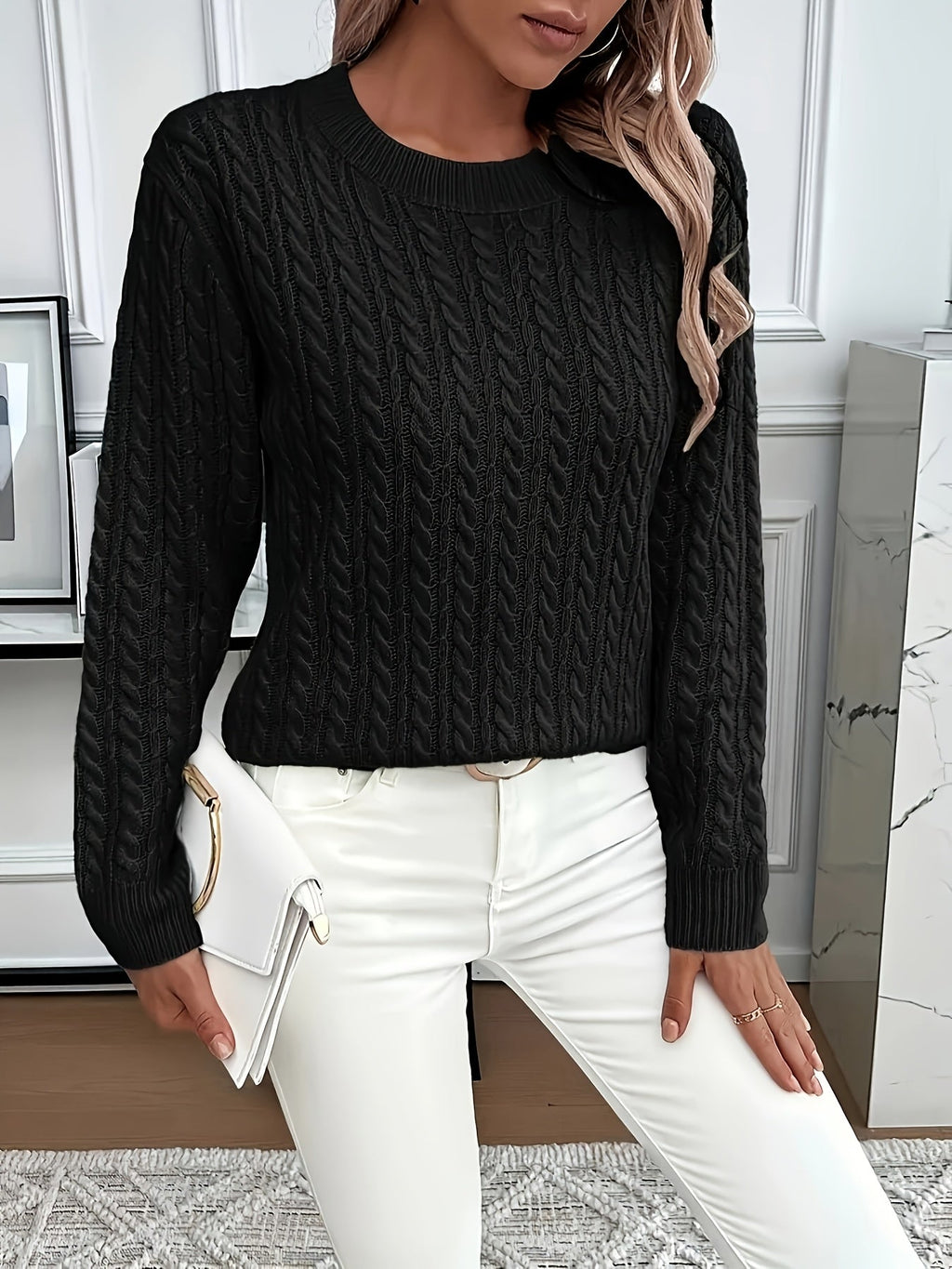 Faye | Cable-Knit Round Neck Sweater