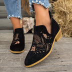 Isadora | Embroidered Low-Heel Ankle Boots