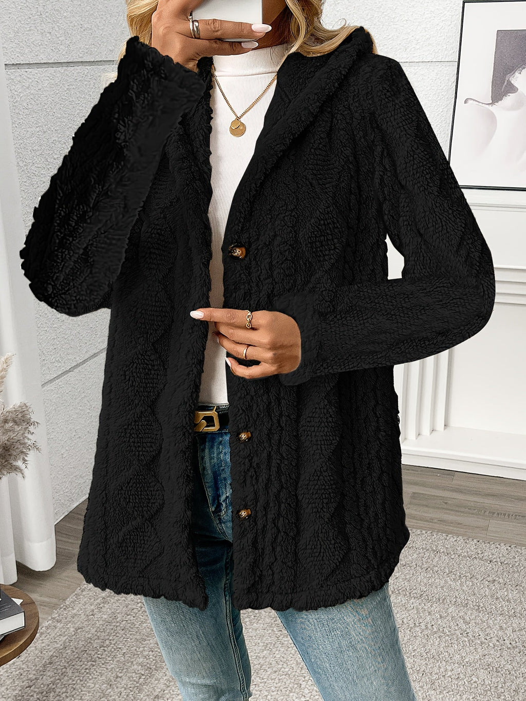 Roberta | Textured Button-Front Coat