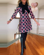 Eugénie - Autumn Elegance Printed Dress