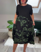 Fien - Floral Print Patchwork Casual Dress