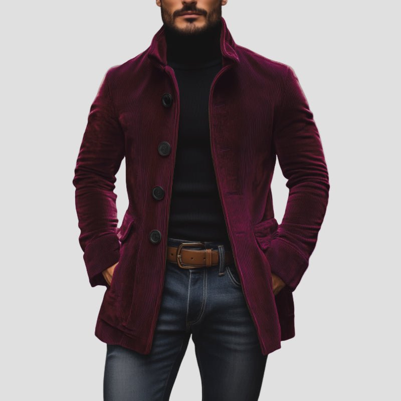 Caleb | Vintage Corduroy Stand Collar Single-Breasted Short Coat
