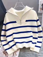 Sabina | Striped Quarter-Zip Sweater
