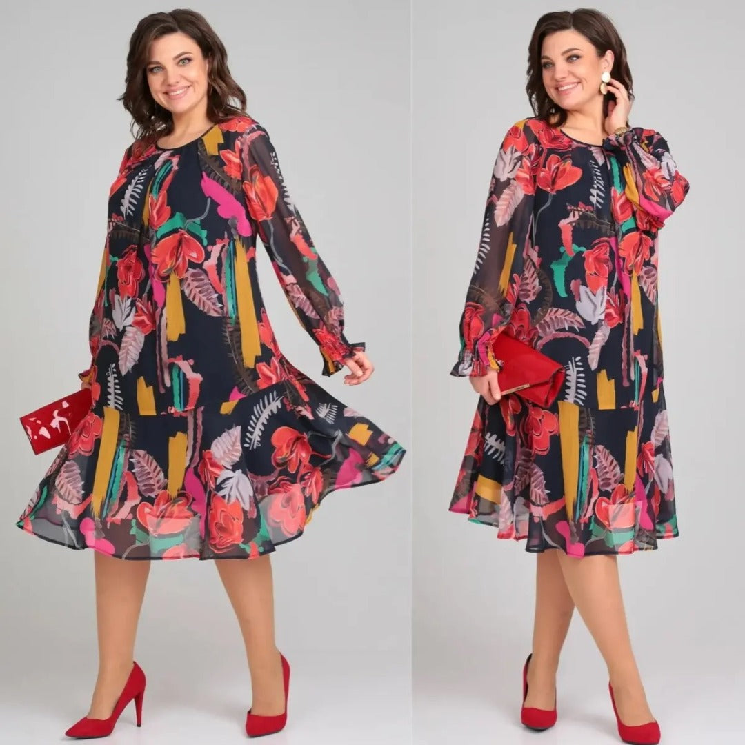 Brisette - Modern Elegant Floral Midi Dress