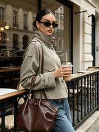 Marguerite | Stand-Collar Houndstooth Jacket