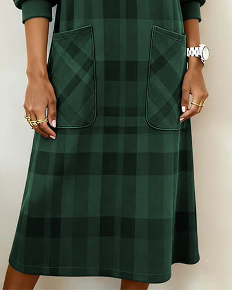 Quelivanne - Checkered Shirt Dress with Pocket