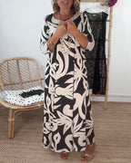 Jewel - Printed dress with long sleeves and round neck