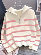 Sabina | Striped Quarter-Zip Sweater