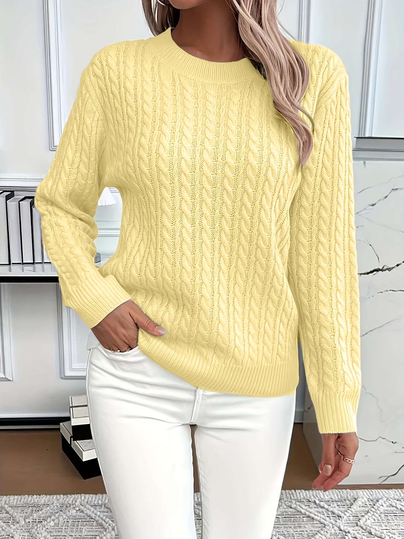 Faye | Cable-Knit Round Neck Sweater