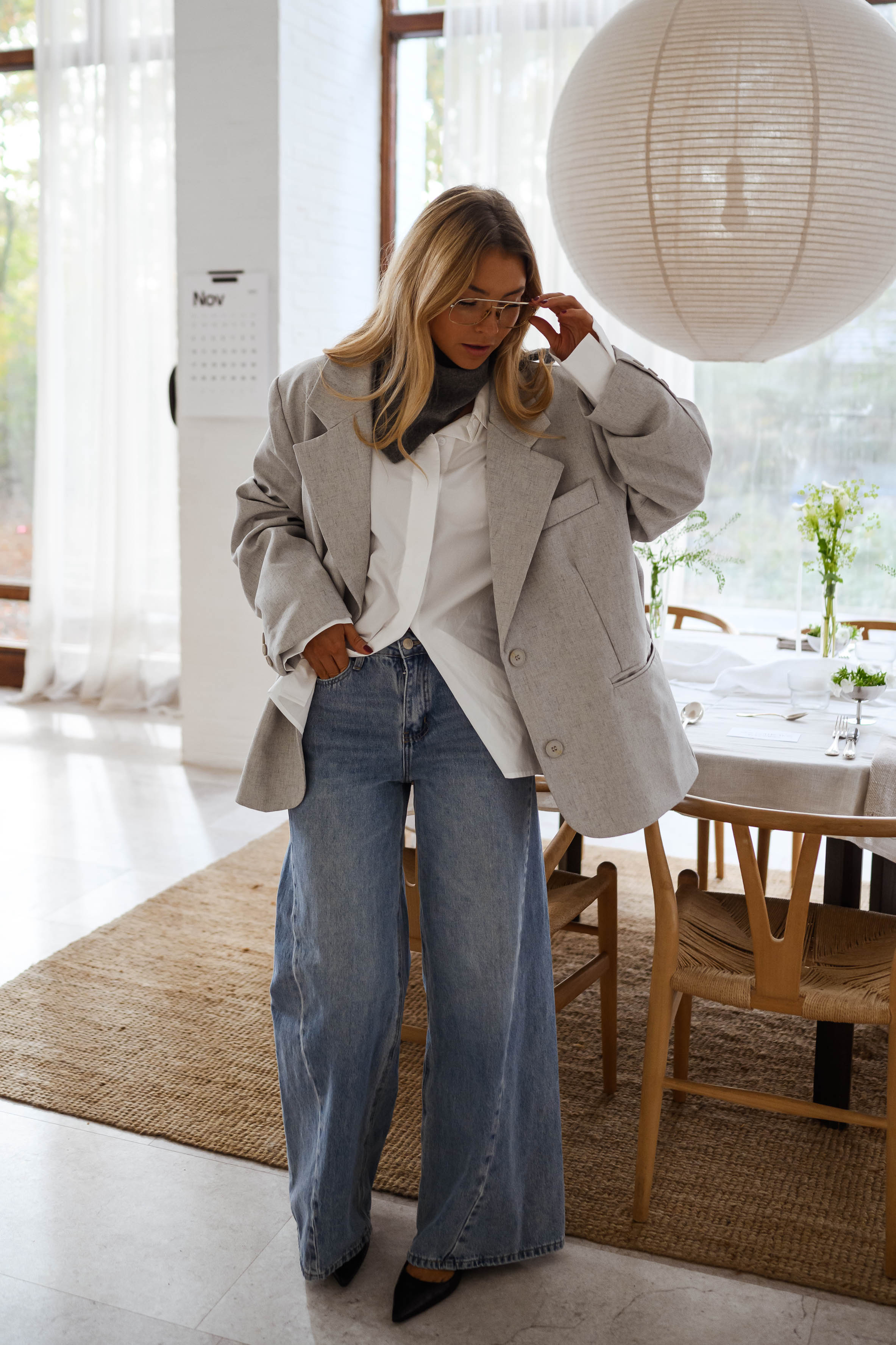 Galia Grey Blazer – styled view