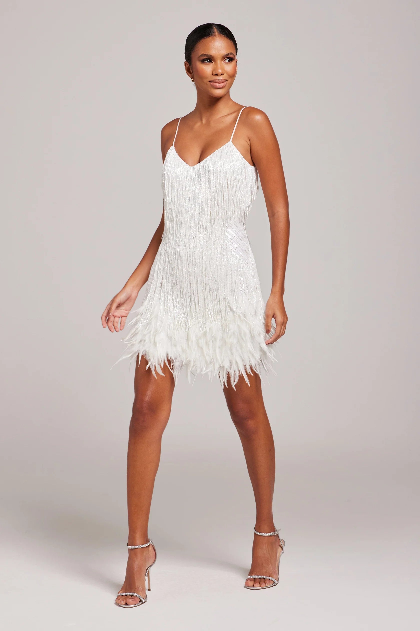 Margaret Fringe Feather Cocktail Dress – side view