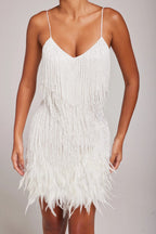 Margaret | Women’s Cocktail Dress with Fringe Feathers