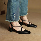 Cecelia Leather Black Heels 6