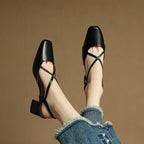 Cecelia Leather Black Heels 7