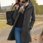 Charlotte single-breasted coat, dark gray