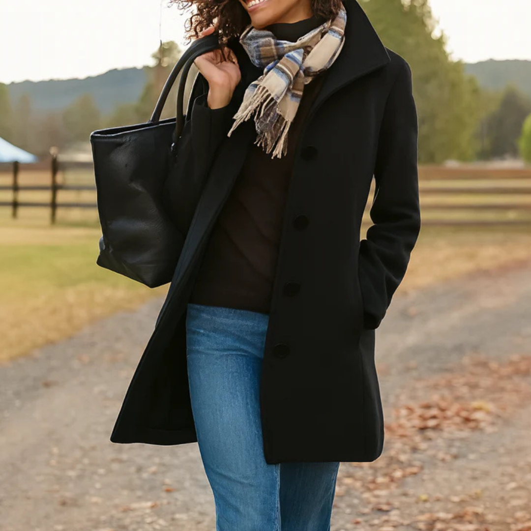 Charlotte single-breasted coat, black