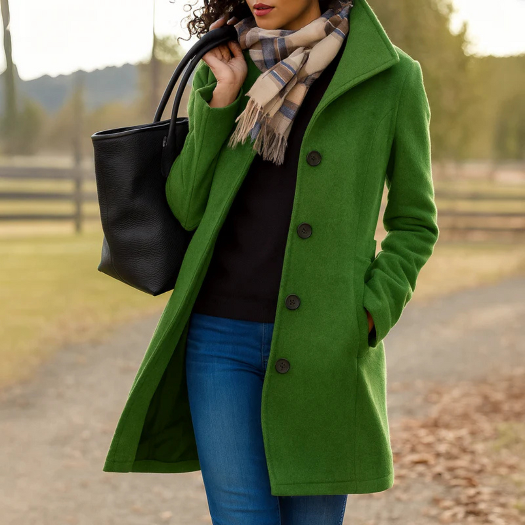 Charlotte single-breasted coat, green