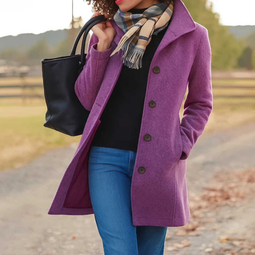 Charlotte single-breasted coat, purple