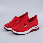 Light grey breathable mesh slip-on shoes with a casual orthopedic style for women. 3