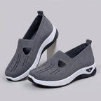 Light grey breathable mesh slip-on shoes with a casual orthopedic style for women. 5