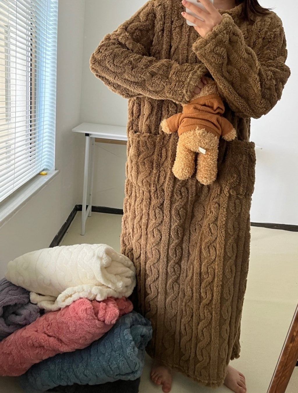 Oravienna - Ultra-Soft Jacquard Fleece Winter Dress