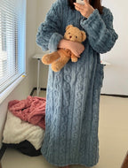 Oravienna - Ultra-Soft Jacquard Fleece Winter Dress