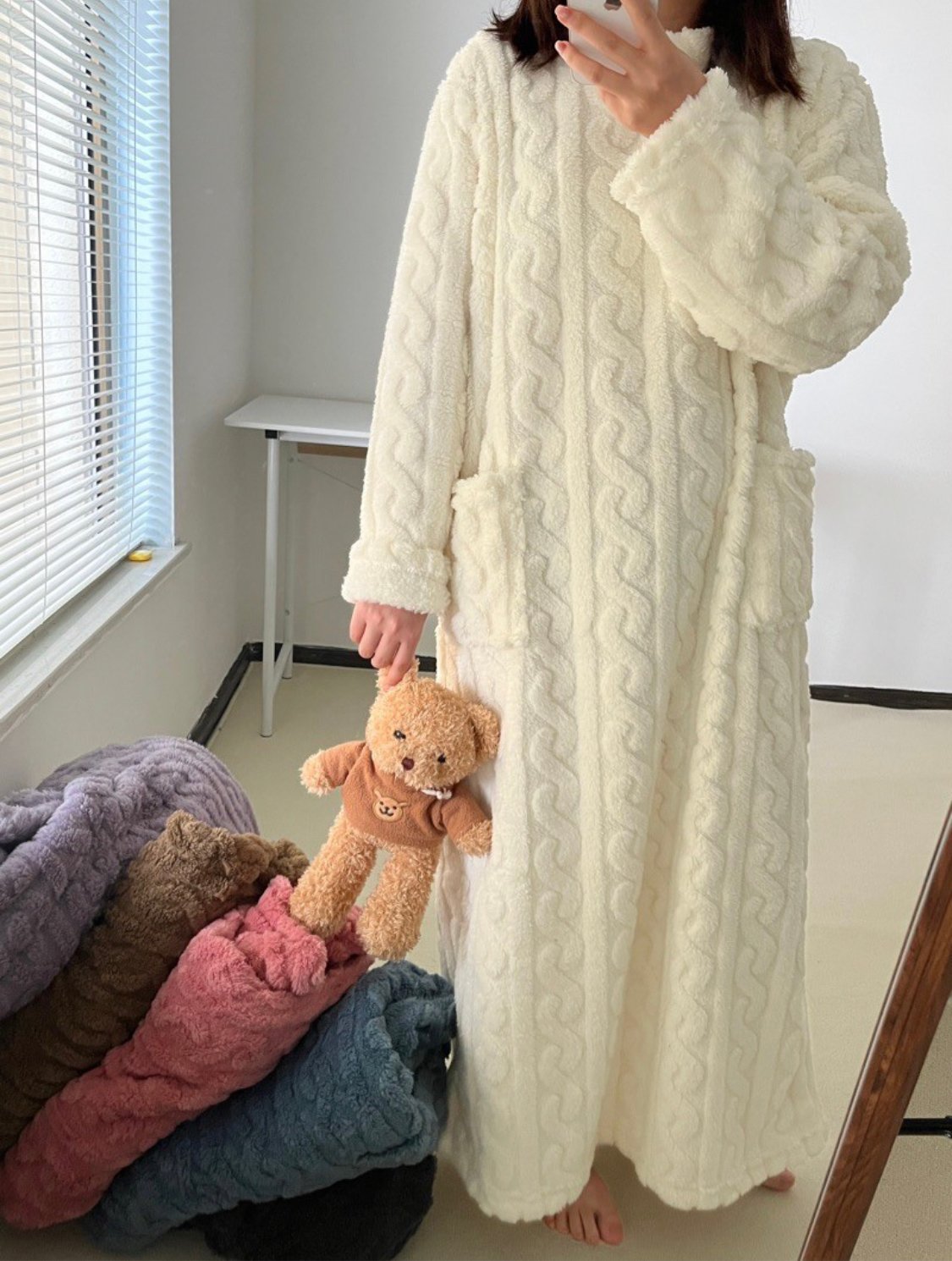 Oravienna - Ultra-Soft Jacquard Fleece Winter Dress