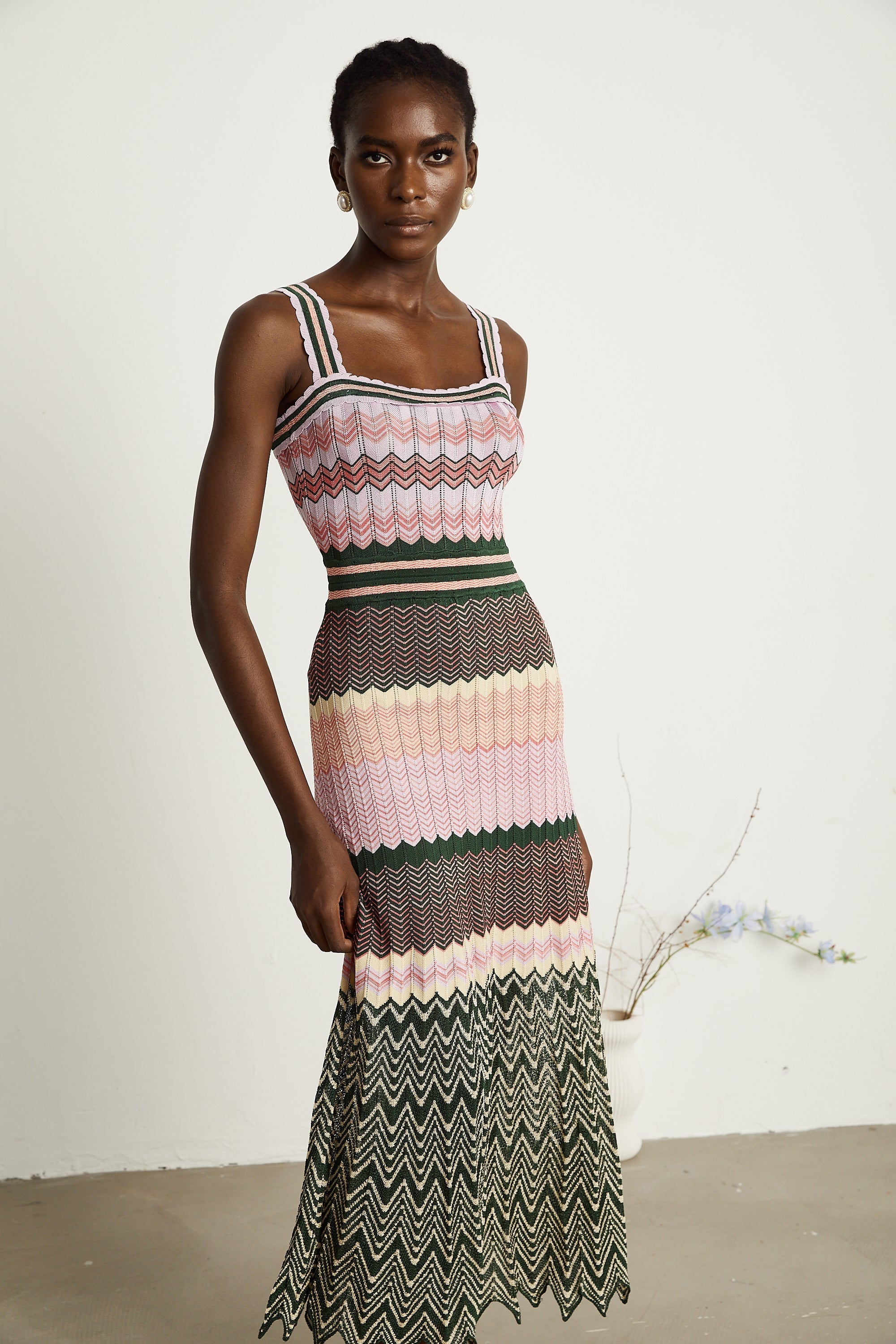 Dara | Midi Dress Contrast-Color, Viscose, Sleeveless