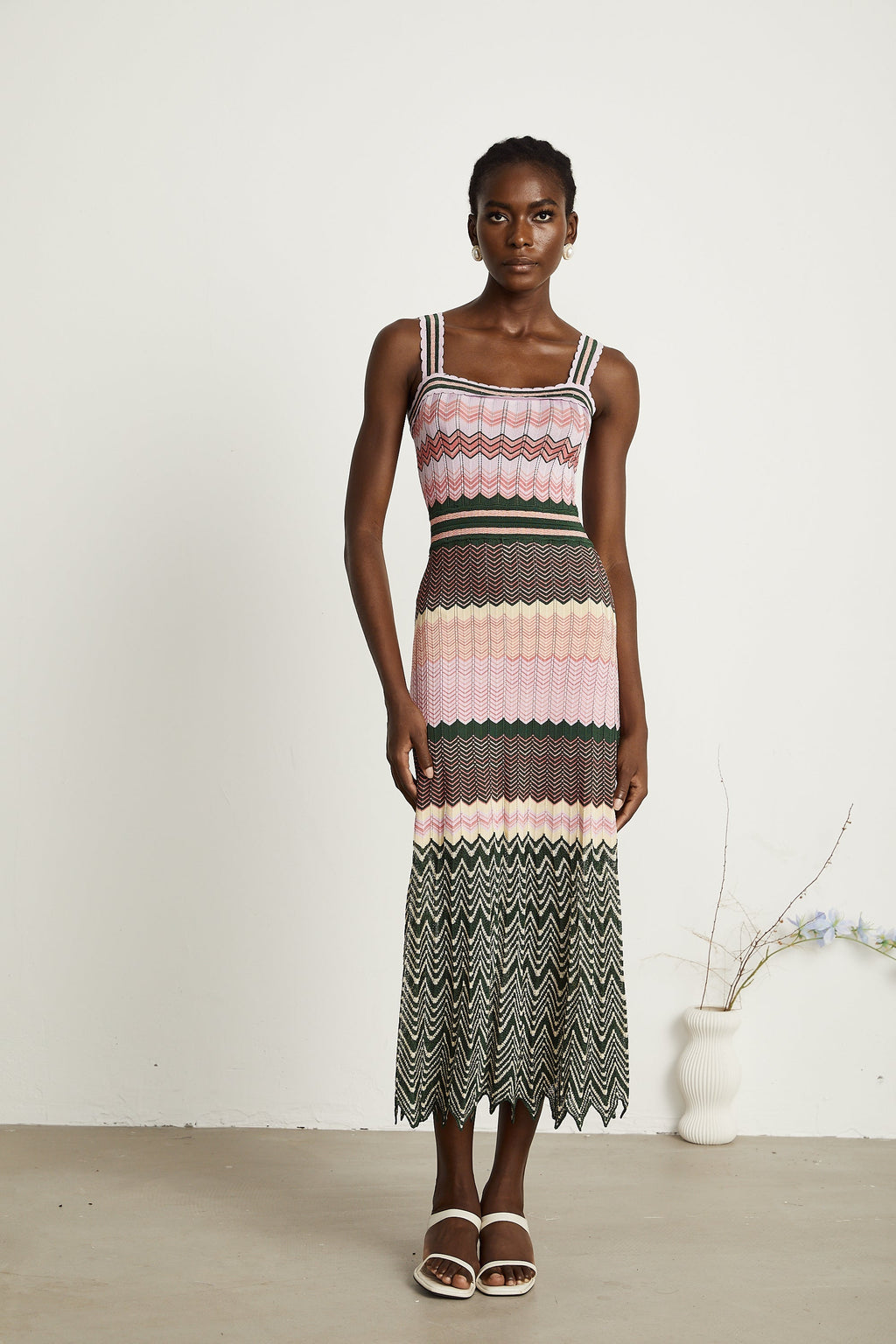 Dara | Midi Dress Contrast-Color, Viscose, Sleeveless