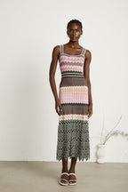 Dara | Midi Dress Contrast-Color, Viscose, Sleeveless