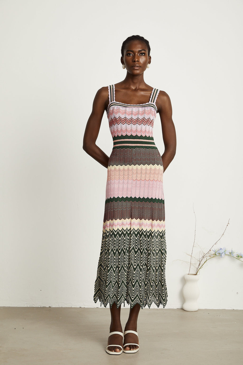 Dara | Midi Dress Contrast-Color, Viscose, Sleeveless