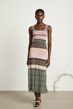 Dara | Midi Dress Contrast-Color, Viscose, Sleeveless