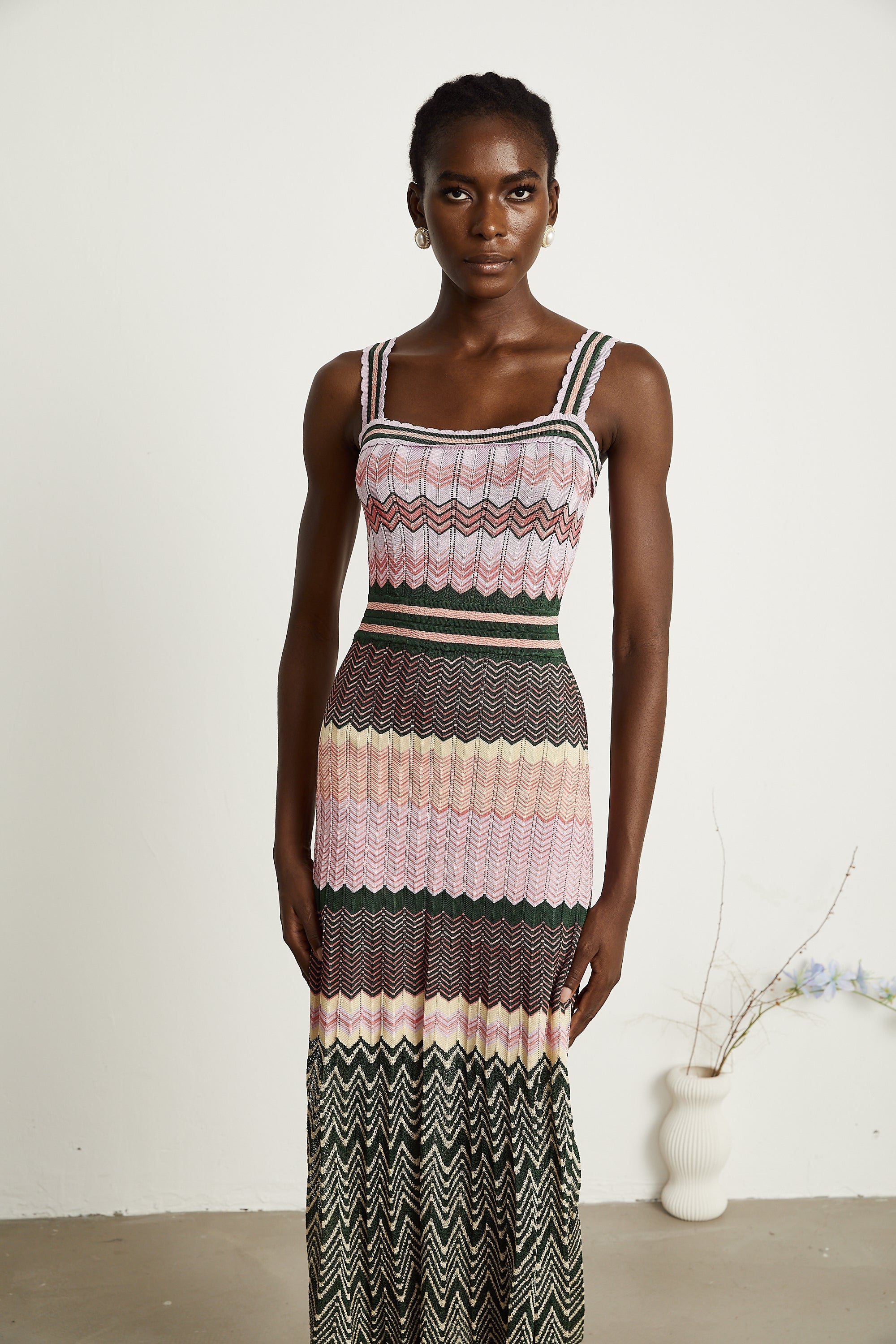 Dara | Midi Dress Contrast-Color, Viscose, Sleeveless
