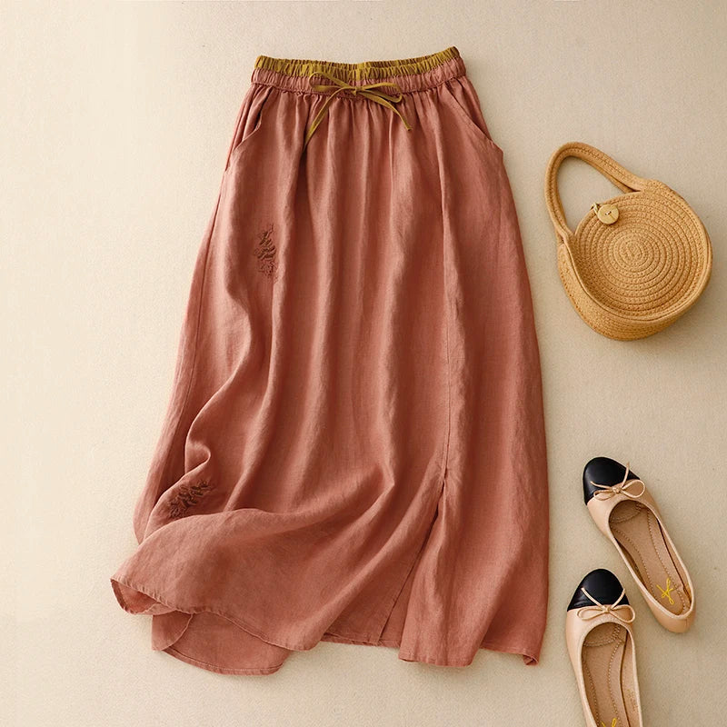 Elysia | Linen Skirt 100% Organic, A-Line Design, Knee-Length