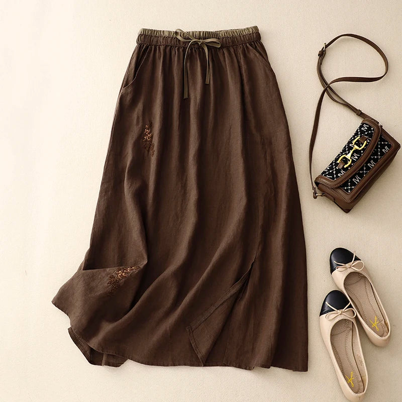Elysia | Linen Skirt 100% Organic, A-Line Design, Knee-Length