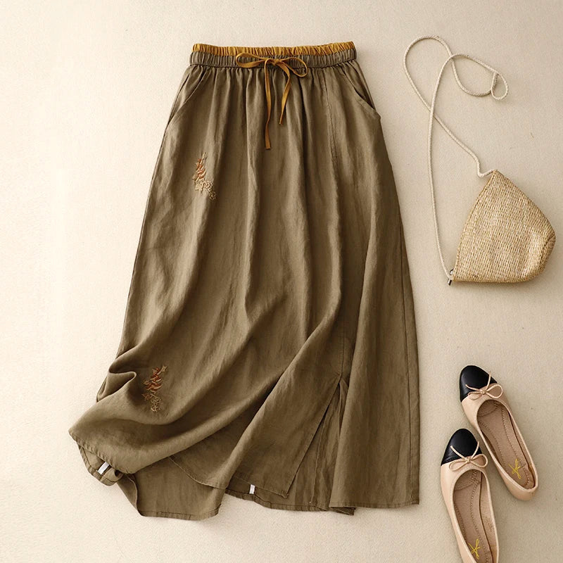 Elysia | Linen Skirt 100% Organic, A-Line Design, Knee-Length