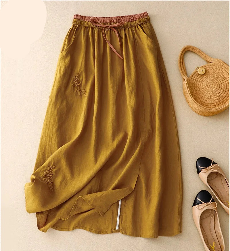 Elysia | Linen Skirt 100% Organic, A-Line Design, Knee-Length