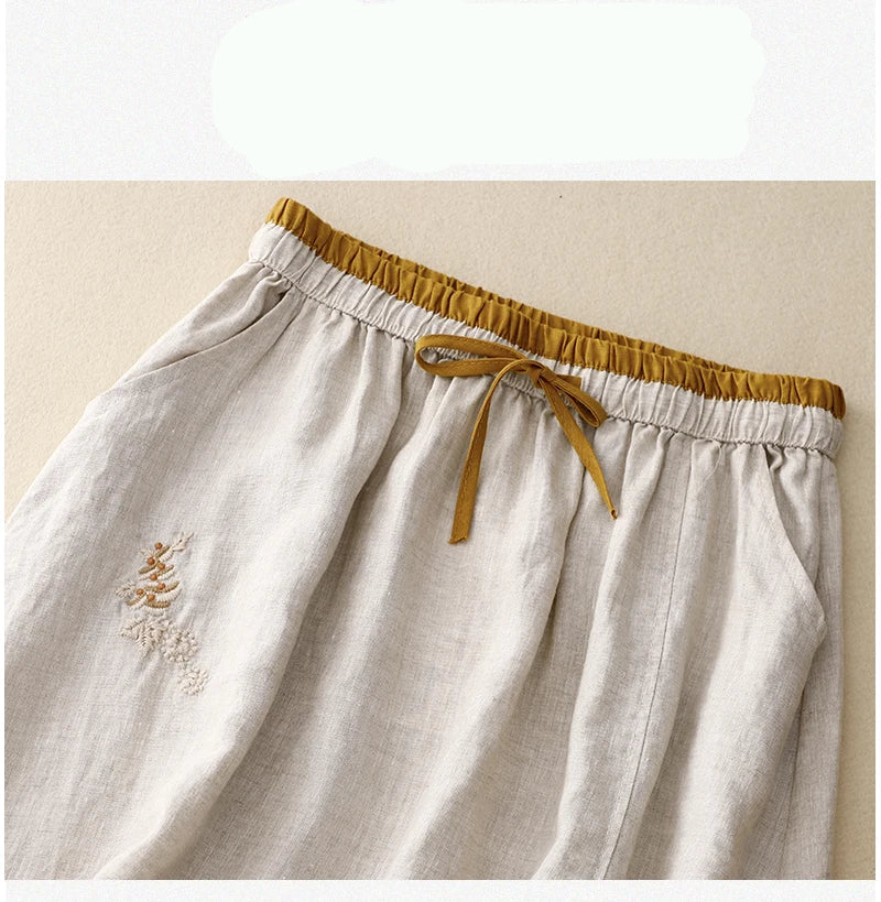 Elysia | Linen Skirt 100% Organic, A-Line Design, Knee-Length