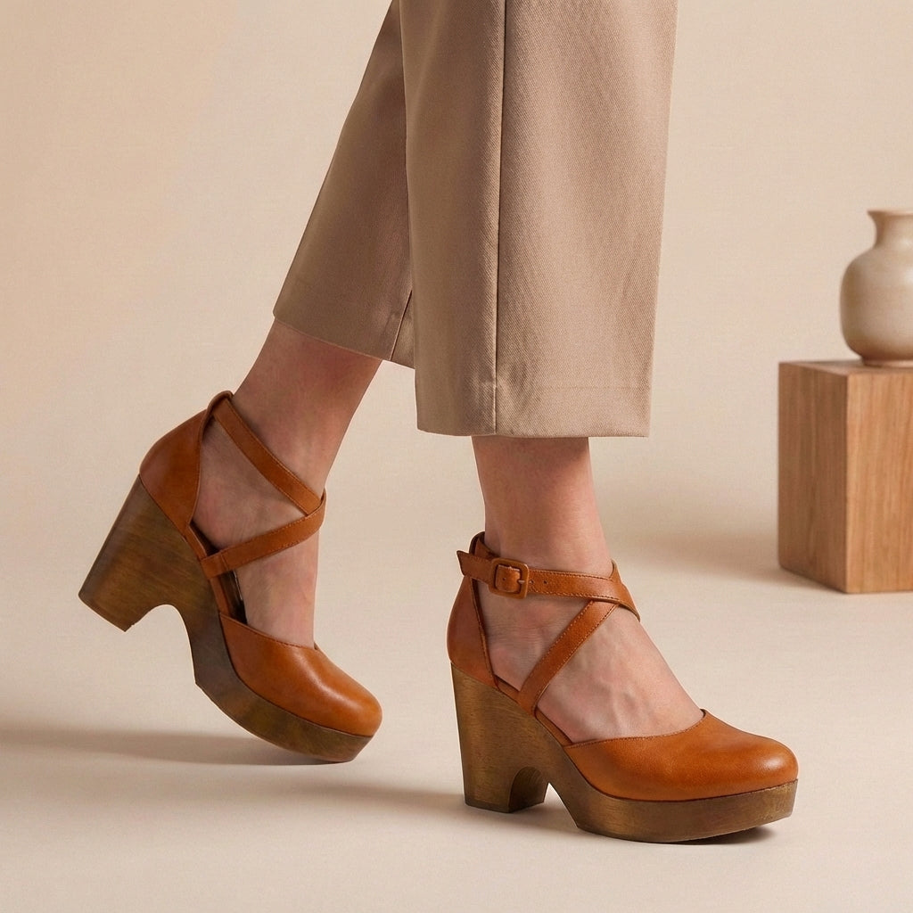Elysia platform sandals in soft pink, featuring a sleek minimalist design with adjustable straps. 1