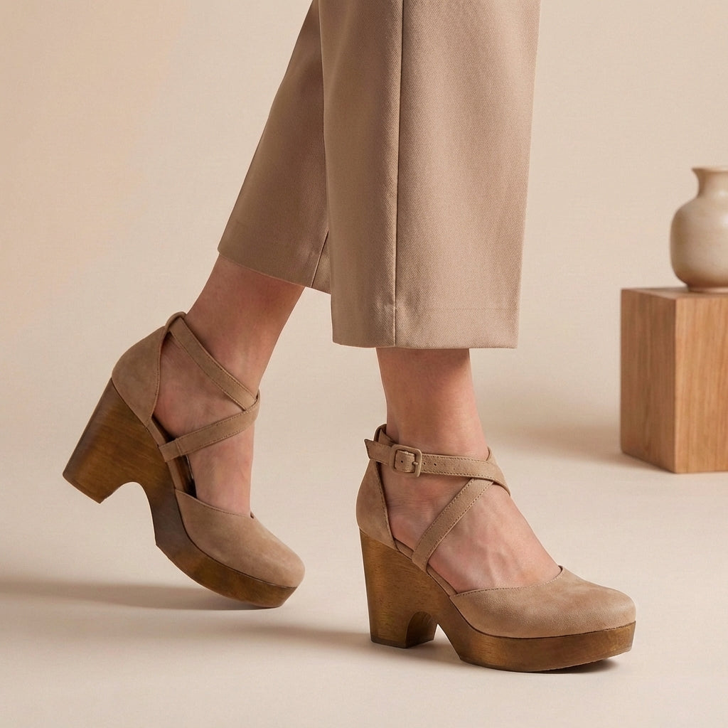 Elysia platform sandals in soft pink, featuring a sleek minimalist design with adjustable straps. 3