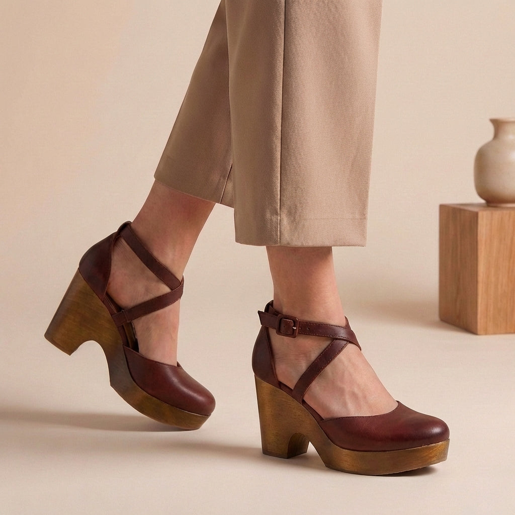 Elysia platform sandals in soft pink, featuring a sleek minimalist design with adjustable straps. 4