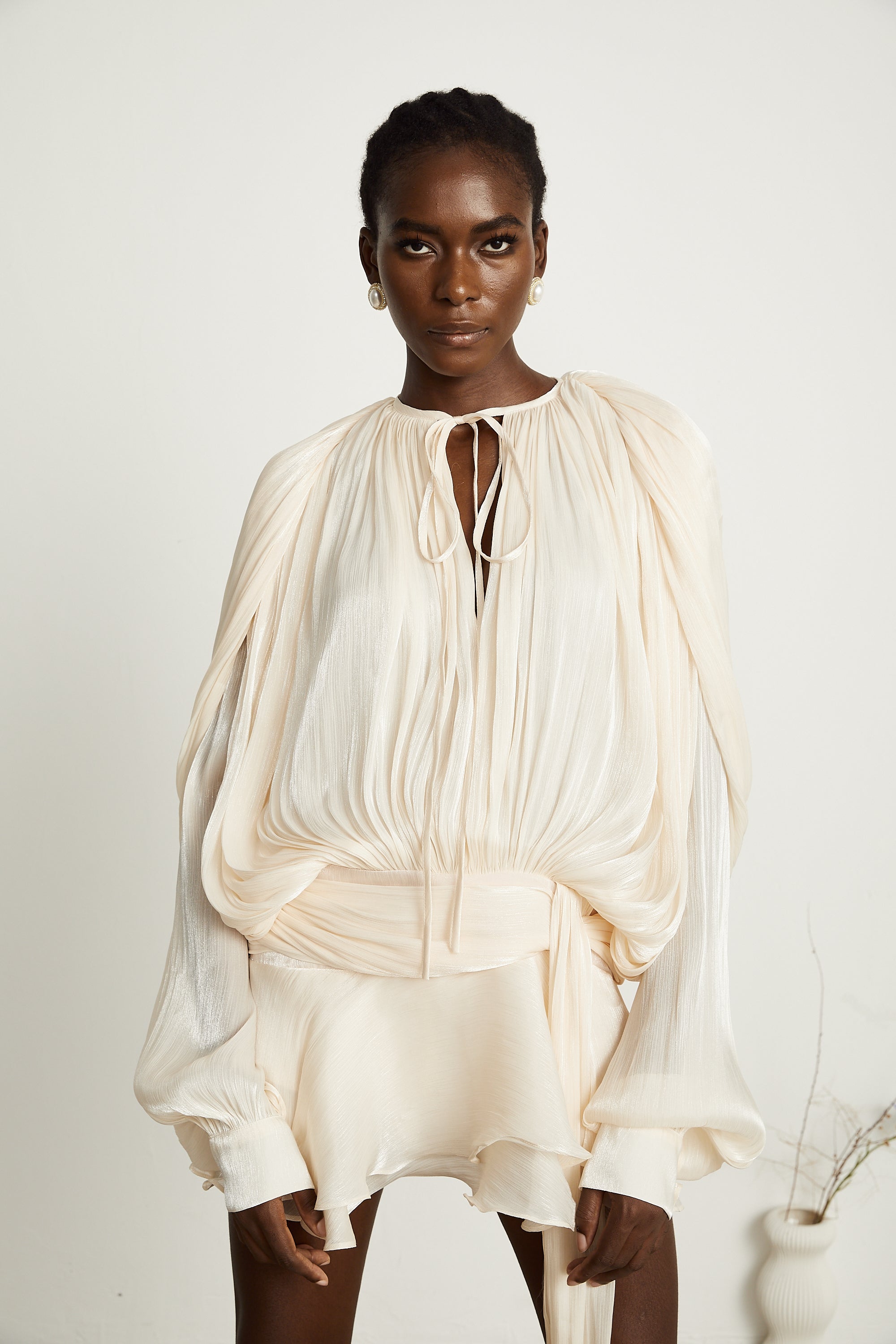 Elysia | Womens Dress Fully Pleated Mini Cocktail Dress with Ruffled Hem