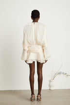 Elysia | Womens Dress Fully Pleated Mini Cocktail Dress with Ruffled Hem
