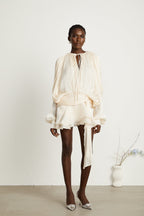 Elysia | Womens Dress Fully Pleated Mini Cocktail Dress with Ruffled Hem