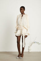 Elysia | Womens Dress Fully Pleated Mini Cocktail Dress with Ruffled Hem