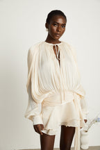 Elysia | Womens Dress Fully Pleated Mini Cocktail Dress with Ruffled Hem