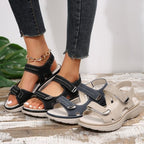 Black orthopedic support sandals with a cushioned sole, featuring a casual and comfortable design for everyday wear. 7