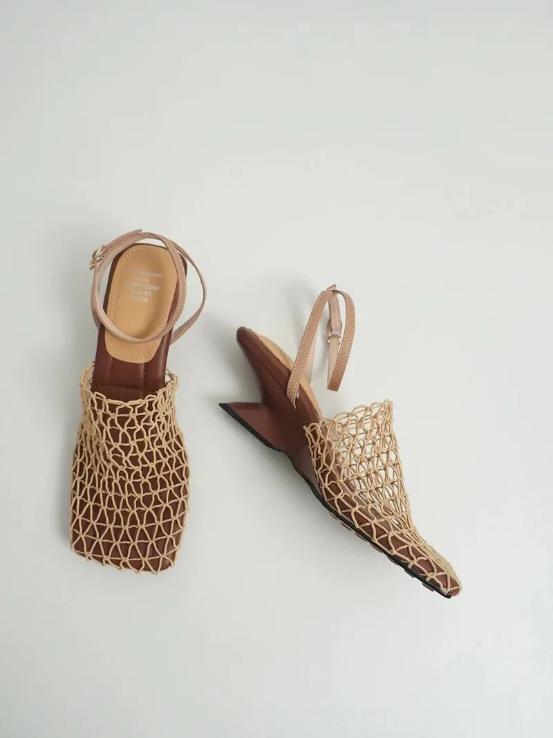 Fiona mesh weave heels in soft beige with a sleek, modern design. 8