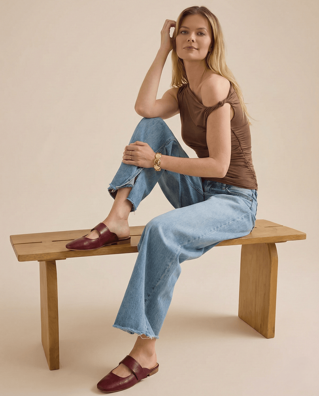 Yena | Leather Square Toe Chunky Heel Mules